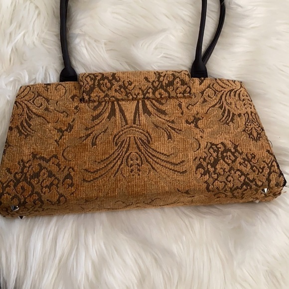 Vintage Grandma’s drapes tan rectangular handbag - Picture 8 of 11